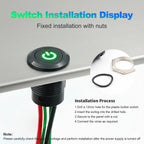 12mm Plastic Push Button Switch IP65 Waterproof 12V 24V Pre-Wired Symbol LED Dash Indicator Switch for Car Marine Boat RV Truck