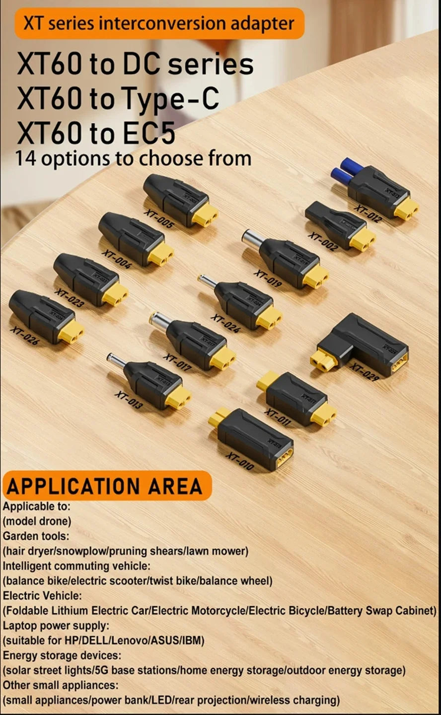 XT60 to EC5 Type C Adapter DC 5.5X2.5 5.5X2.1 7.4X5.0 7.9X5.0mm to XT60 Connector Model Airplane Battery Charger Plug Converter