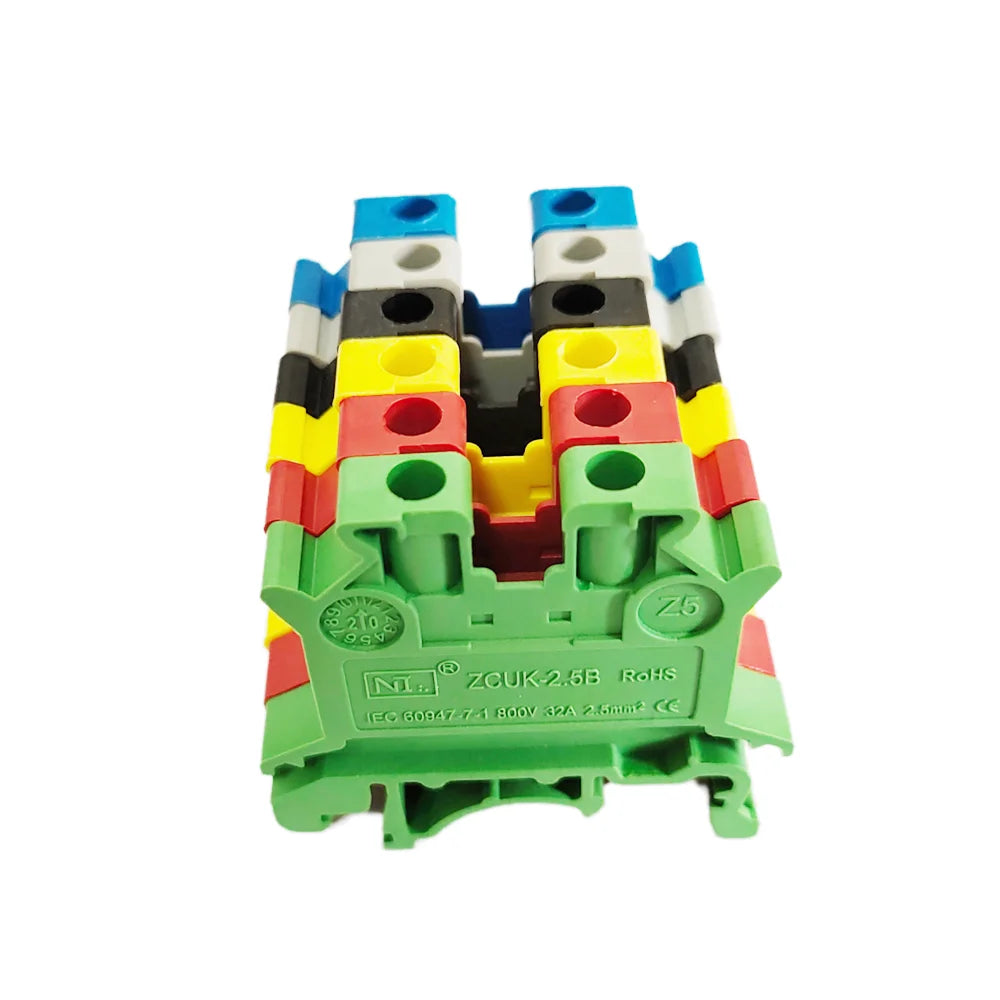 10Pcs UK2.5 Terminal Block UK2.5B Screw Connection Connect Strip 2.5B 2.5mm² Cable Electrical Din Rail Wire Connector