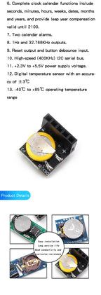 DS1302/3231/1307 PCF8563 real-time clock module time power-off storage timing module