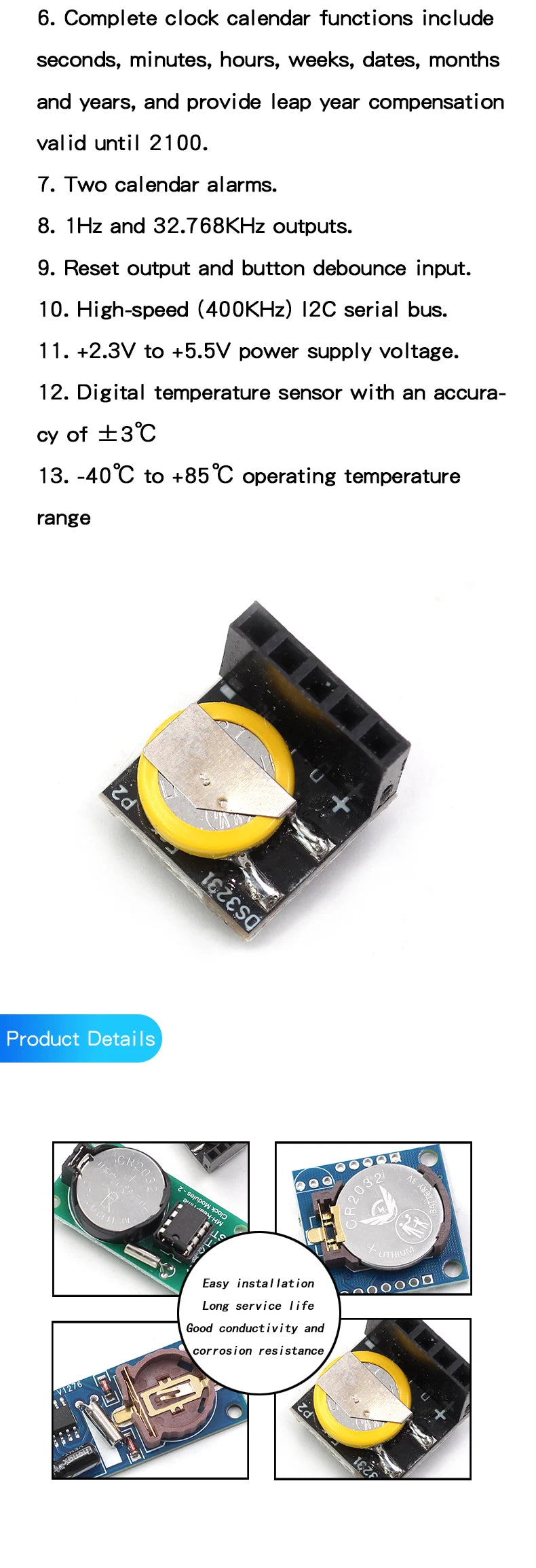 DS1302/3231/1307 PCF8563 real-time clock module time power-off storage timing module