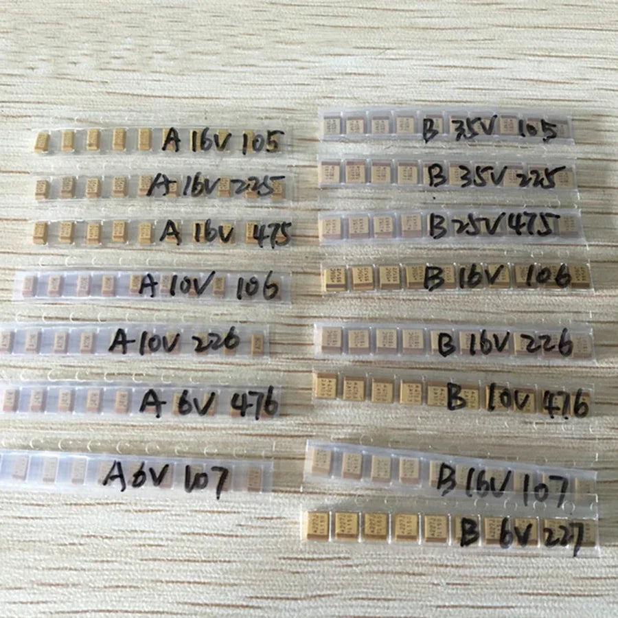 150PCS SMD A/B Case Tantalum Capacitor Assortment Kit 1uf-220uf 1UF 2.2UF 4.7UF 10UF 47UF Electronic Capacitor Set