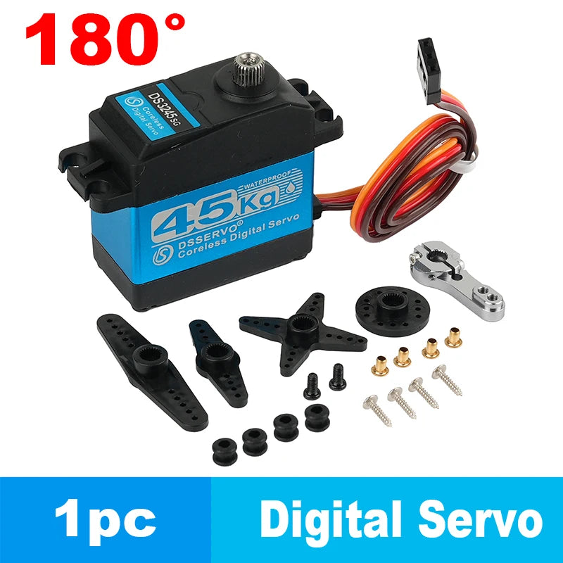45kg.cm Coreless Digital Servo Metal Motor 7.4V 180°/270° Waterproof IP66 with 25T Servo Arm for RC Robot 1:8 1:10 Baja Car