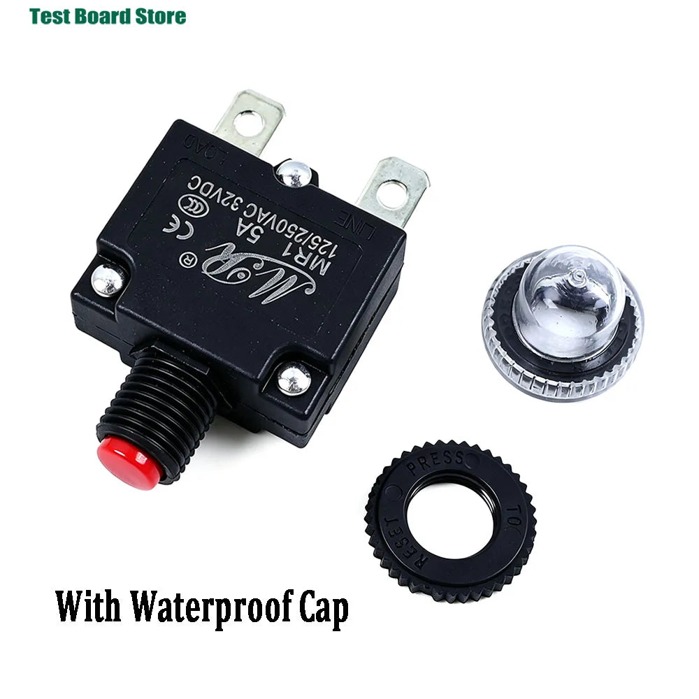 2/5Pcs Circuit Breaker Overload Protector Switch Fuse 3A 4A 5A 6A 7A 8A 10A 12A 15A 20A Resettable With & Without Waterproof Cap