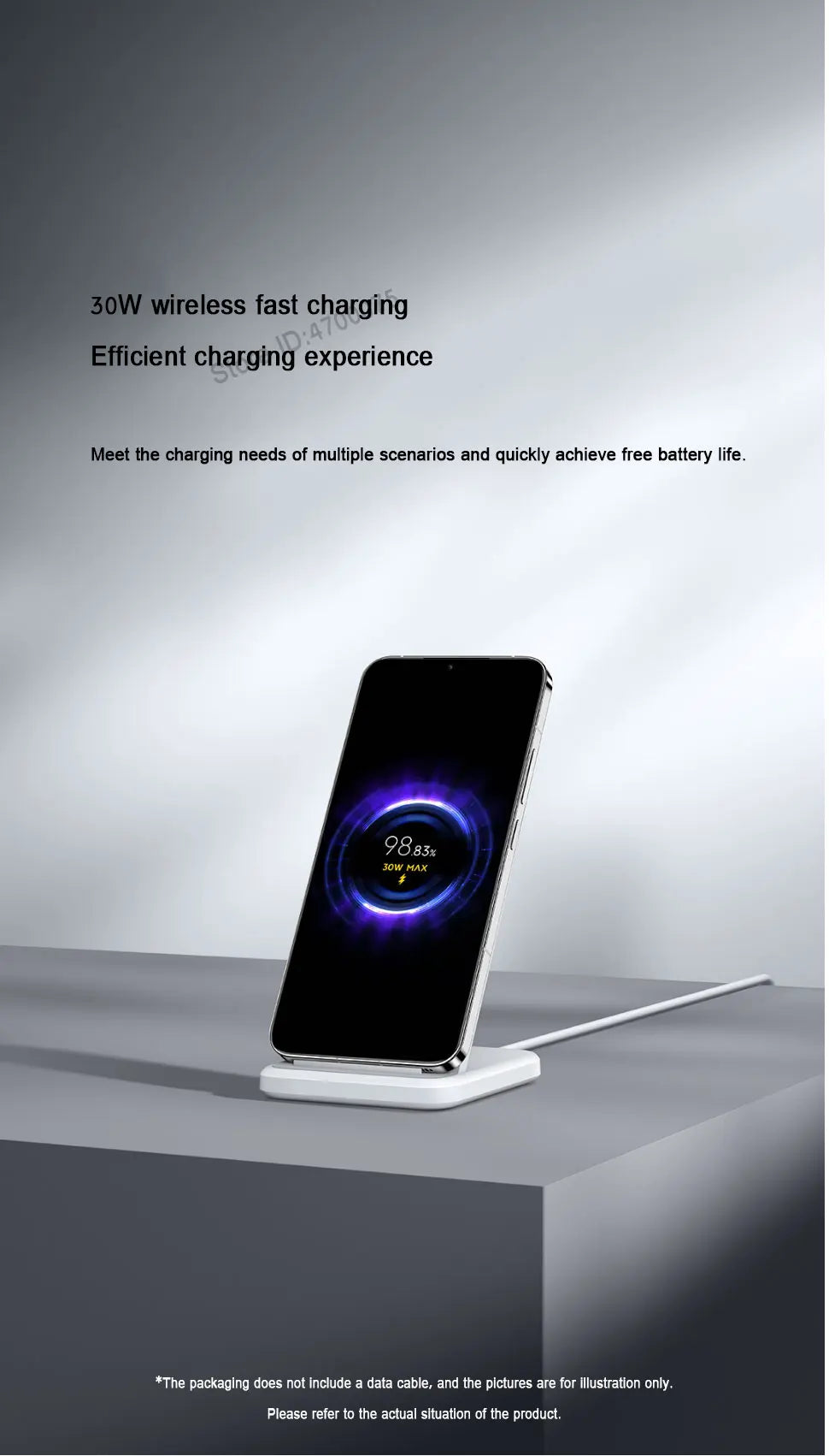 Xiaomi 30W Wireless Charger Vertical Fast Charging for Xiaomi Mi 14/13/12/11 Series for Redmi K70/K60 Series for IPhone Series