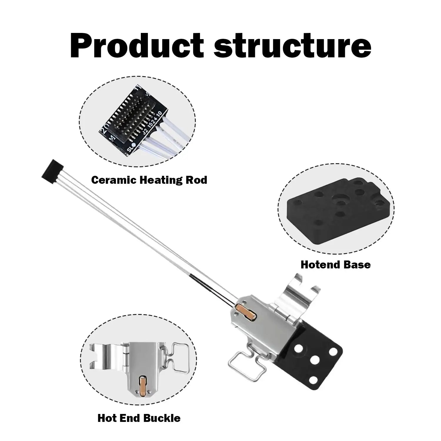 Heating Assembly Kit for A1/A1 Mini Hot End Heating Component with Heater Cartridge and Thermistor Temperature Sensor for Bambu