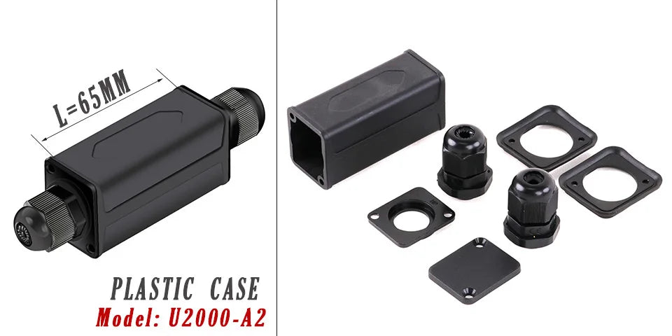Waterproof Cable Gland Electronic Engineering Box Powercon Couplers Extender Connector Housing Case with 4-8mm PG9 Cable Entry