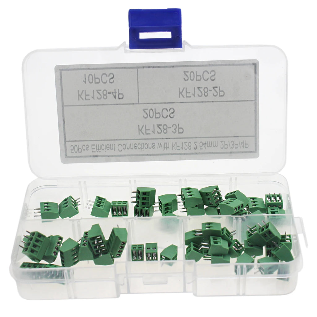 50PCS Efficient Connections with KF128 2.54mm 2P/3P/4P PCB Mount Screw Terminal Box Kit