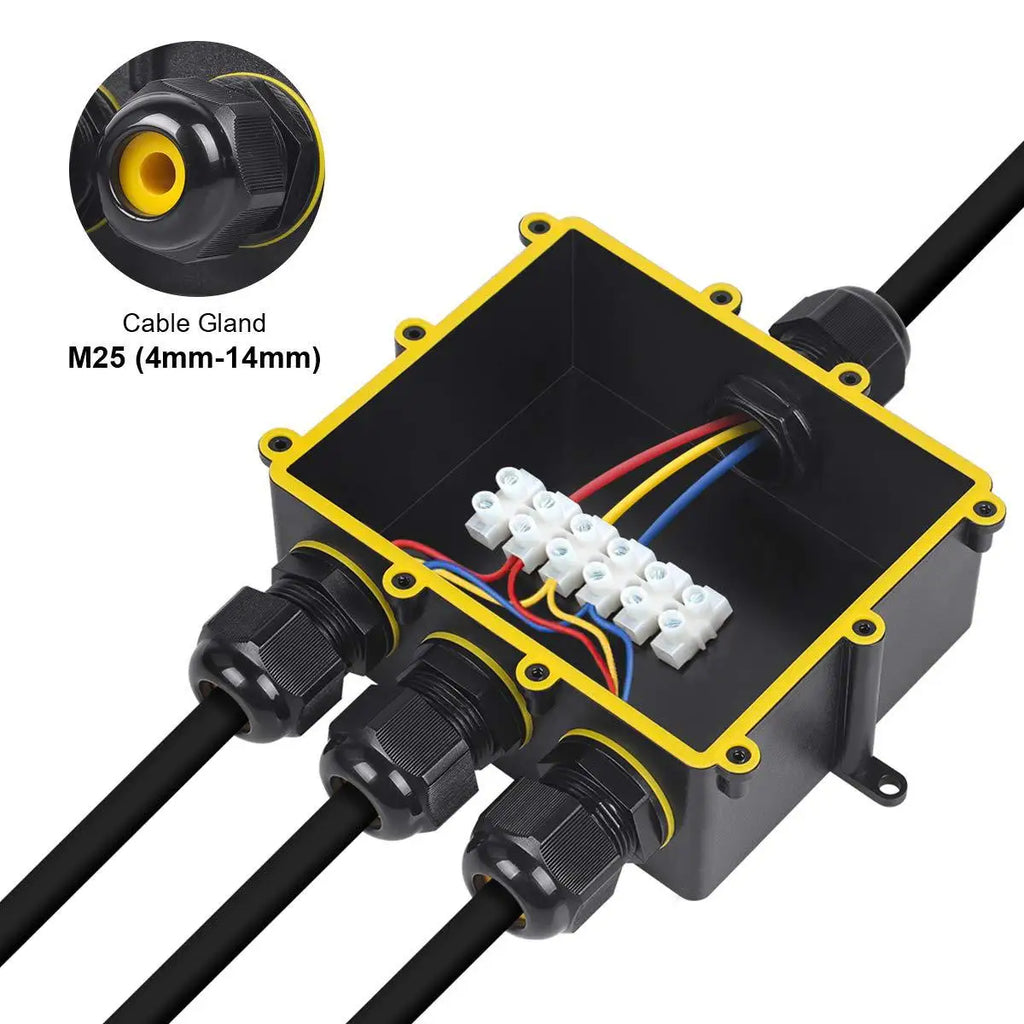 4Way 1In3Out IP68 Waterproof 4-14mm Solar Power Cord Exte LED Pool Lamp Outdoor Street Underground Light Wire Cable Junction Box