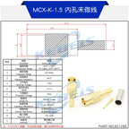 2PCS MCX-JW-1.5 Male Head MMCX-J-K-1.5 MCX MMCX Connector MMCX-JB2 Crimping RG316/405 Feeder Connector Right Angle Elbow