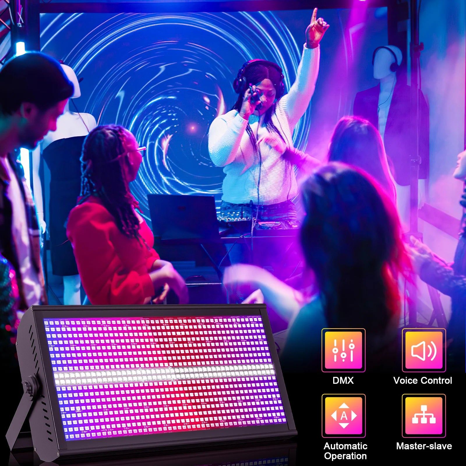 U'King 6Pcs 200W LED RGBW 48+8-Segment Strobe Lights With Flightcase/6Pcs Strobe Lights/Only 1Pcs Flightcase For Party Show KTV