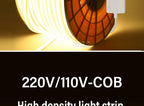 220V COB LED Strip Light High Bright Switch/Dimmable US 110v EU Plug Neon Tape Kitchen Cabinet  lighting Waterproof garden