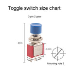5PCS 3Pin C-NO-NC Reset Latching Toggle Switch Automatic return Push Button (ON)-OFF 5A125V/2A250V 6mm Mini Toggle Switches
