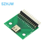 USB 3.1 Type-C Female Receptacle 24Pin PCB Mount SMT DIP Test Board with Header Pins for DIY Electronics Projects