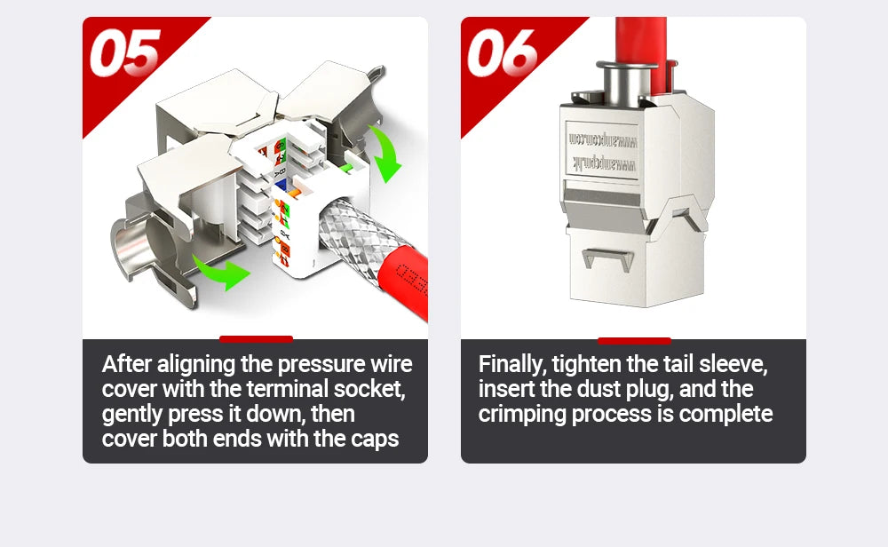 AMPCOM CAT7 RJ45 Keystone Jack, STP Shielded Tool Free Self-Locking CAT8 Cat6a Keystone Zinc Alloy RJ45 Module Coupler Adapter