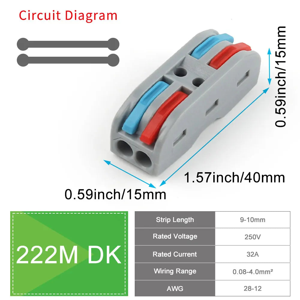 30PCS Lever Wire Connectors Push-in Quick Connect Wire Splice Compact Inline Connector Terminals for Electrical 28-12 AWG Wiring
