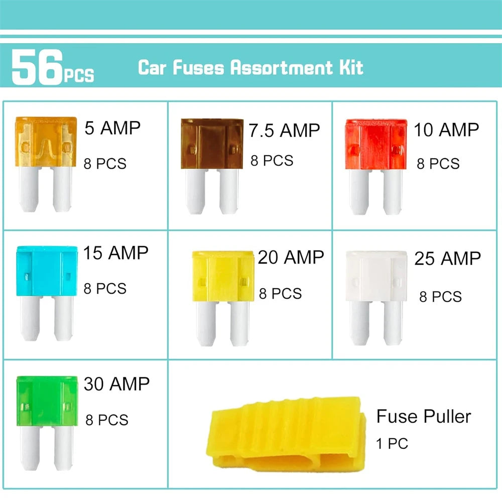 35/56/70/84/100/105/126pcs Micro 2 Blade Fuse Assortment Kit for Truck Replacement with Fuse Puller(5A,7.5A,10A,15A,20A,25A,30A)
