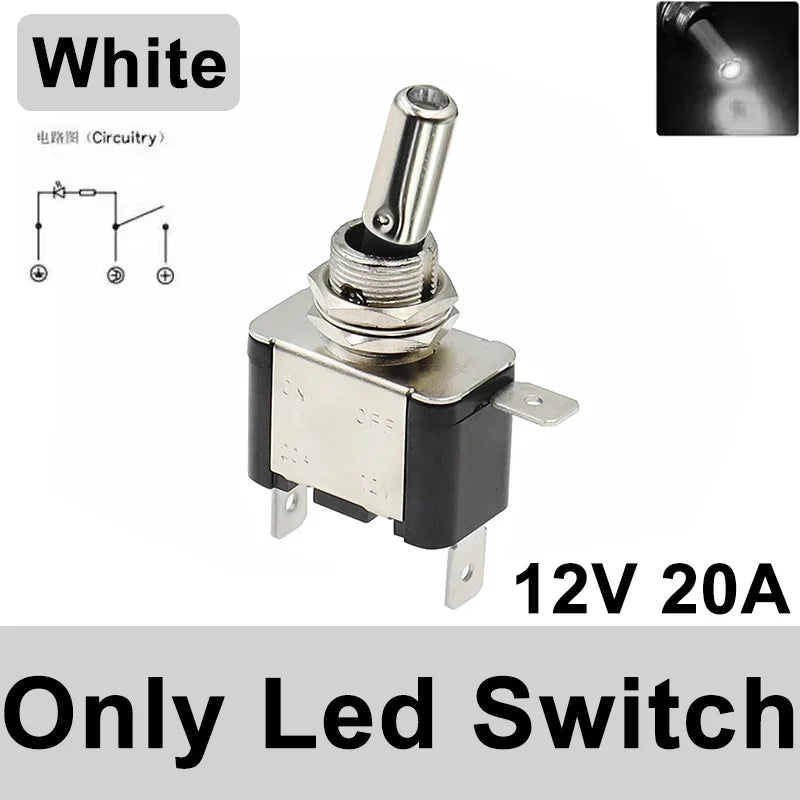 Auto Car Boat Truck 12V LED Toggle Switch Light Illuminated 3pin ON Off 20A with Safety Aircraft Flip Up Cover Guard Red Green