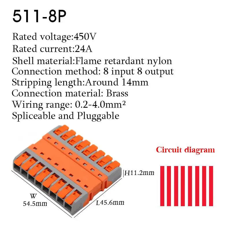 10PCS Electrical Quick Terminal Blocks Lever Universal Compact Cable LED Wire Connectors 1/2/3/4/8/10 Pins Plugable Spliceable