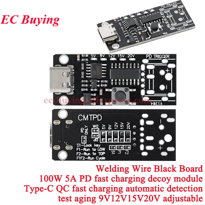 ZY12PDN Type-C USB-C PD2.0 PD3.0 to DC Fast Quick Charger Charging Trigger Polling Decoy Board Module 5V 9V 12V 15V 20V PDC004