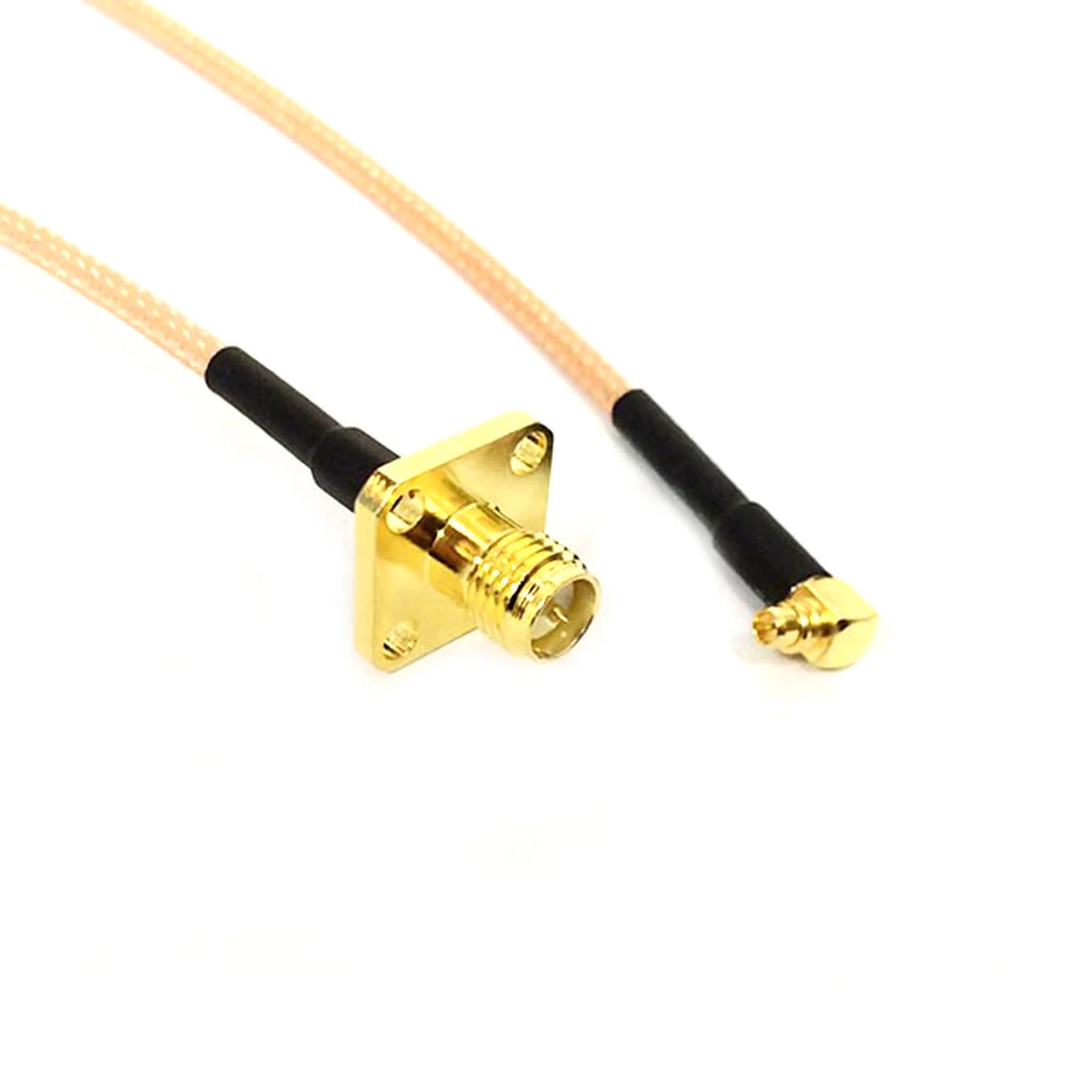 SMA Female /RP Jack Nut 4-Hole Panel Chassis To MMCX Male Right Angle Pigtail Cable RG316 for WIFI Wireless Modem