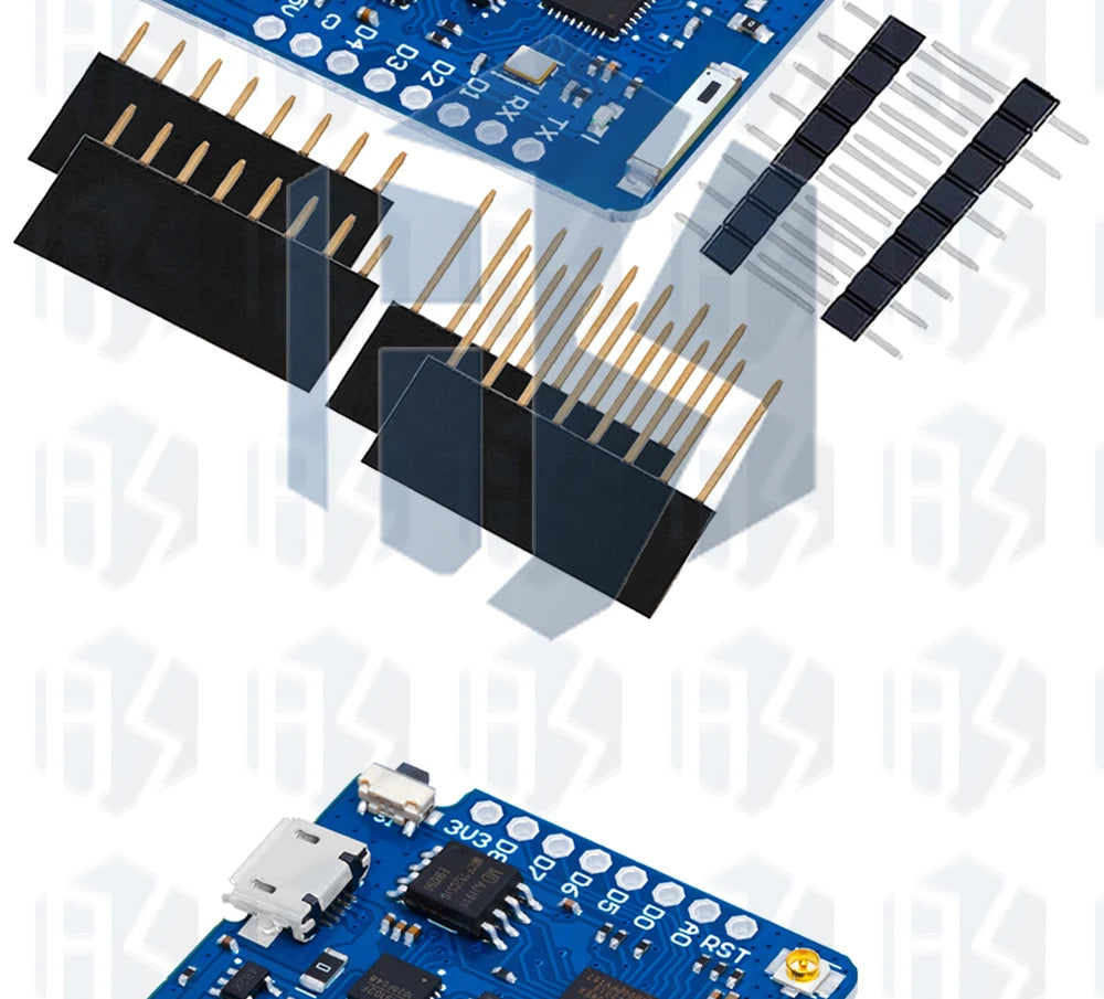 1PC ESP8266 Module for WeMos D1 Mini Pro – NodeMCU Board with 4M/16M Flash, CP2104 & External Antenna (for Arduino-Compatible)