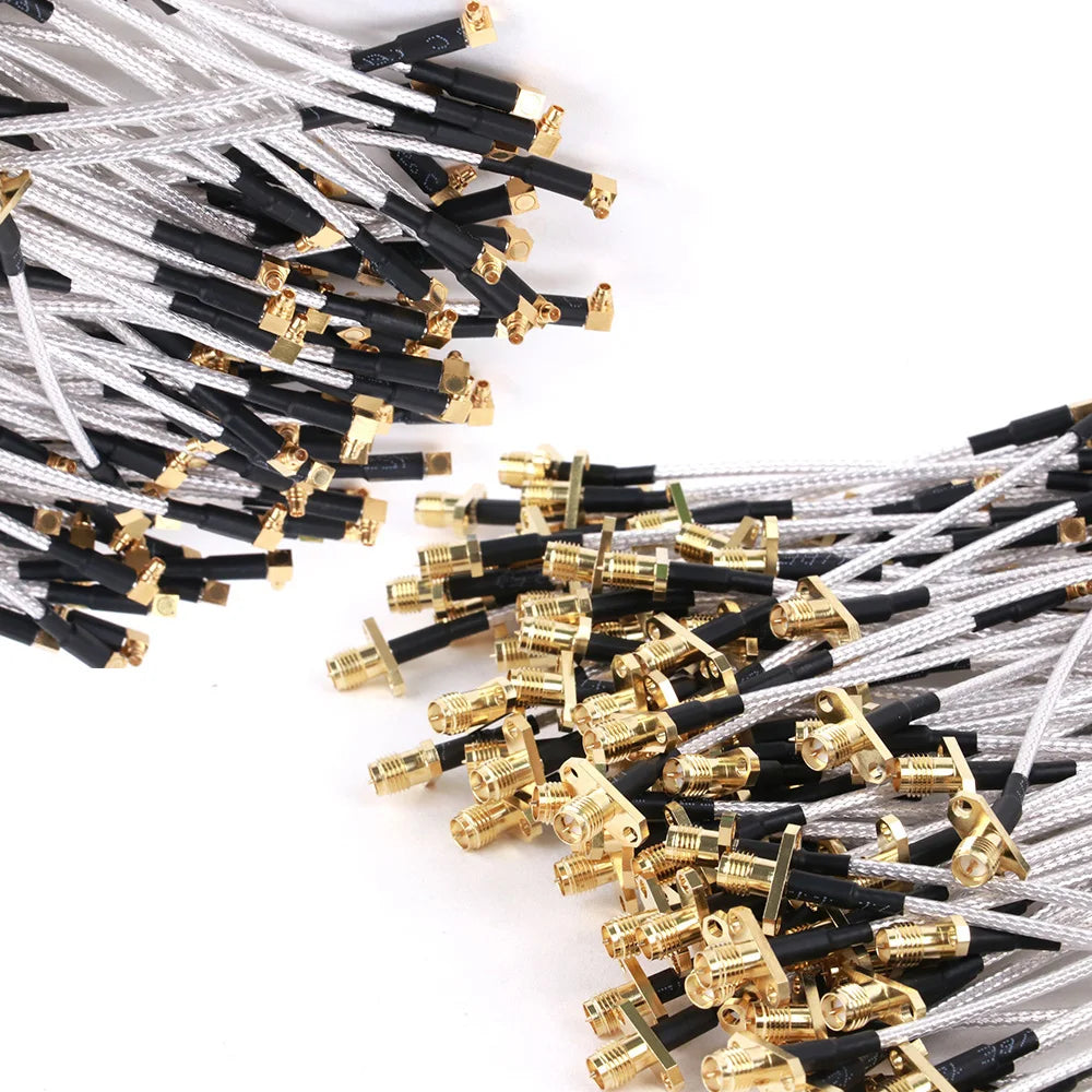 10PCS MMCX Male to SMA Female 2Hole Flange Panel Mount RG316 Cable Pigtail FPV Antenna Extension Cord for TBS Unify Panda RC VTX