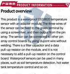 Waterproof DS18B20 Temperature Sensor Module Kit  100CM Digital Sensor Cable Stainless Steel Probe Terminal Adapter For Arduino