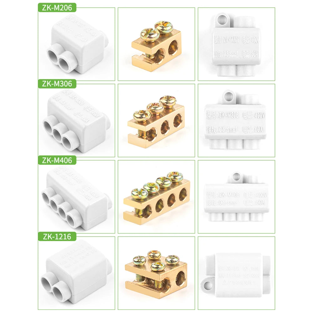 5PCS High Power Sistributor ZK/T Type 60A/80A/100A  without disconnection Quick Wiring Terminal Block Junction box Connector