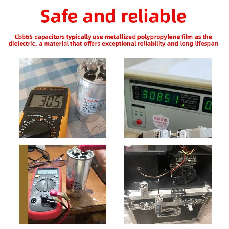 CBB65 AC Motor Capacitor Air Conditioner Compressor Start Capacitor 450VAC 5uF 20uF 25uF 30uF 35uF 40uF 45uF 50uF 60uF 70uF 5%