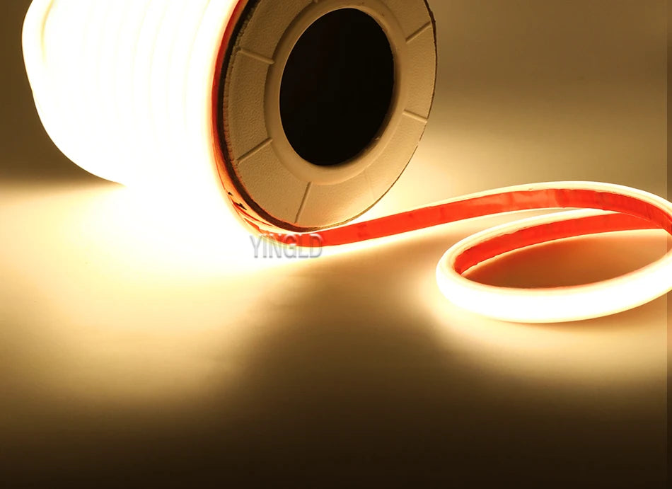 220V COB LED Strip Light High Bright Switch/Dimmable US 110v EU Plug Neon Tape Kitchen Cabinet  lighting Waterproof garden