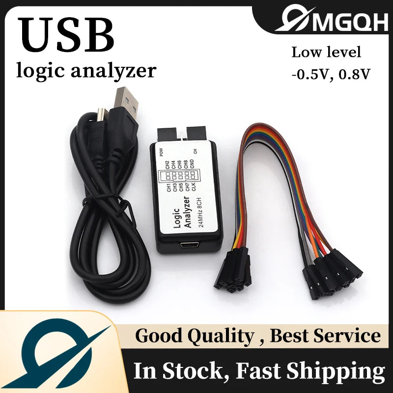 Logic Analyzer 24MHz Logic Analyzer Device USB Logic Analyzer Device Set Mini Digital Pocket Size 8 Channel Input Memory 24MHz