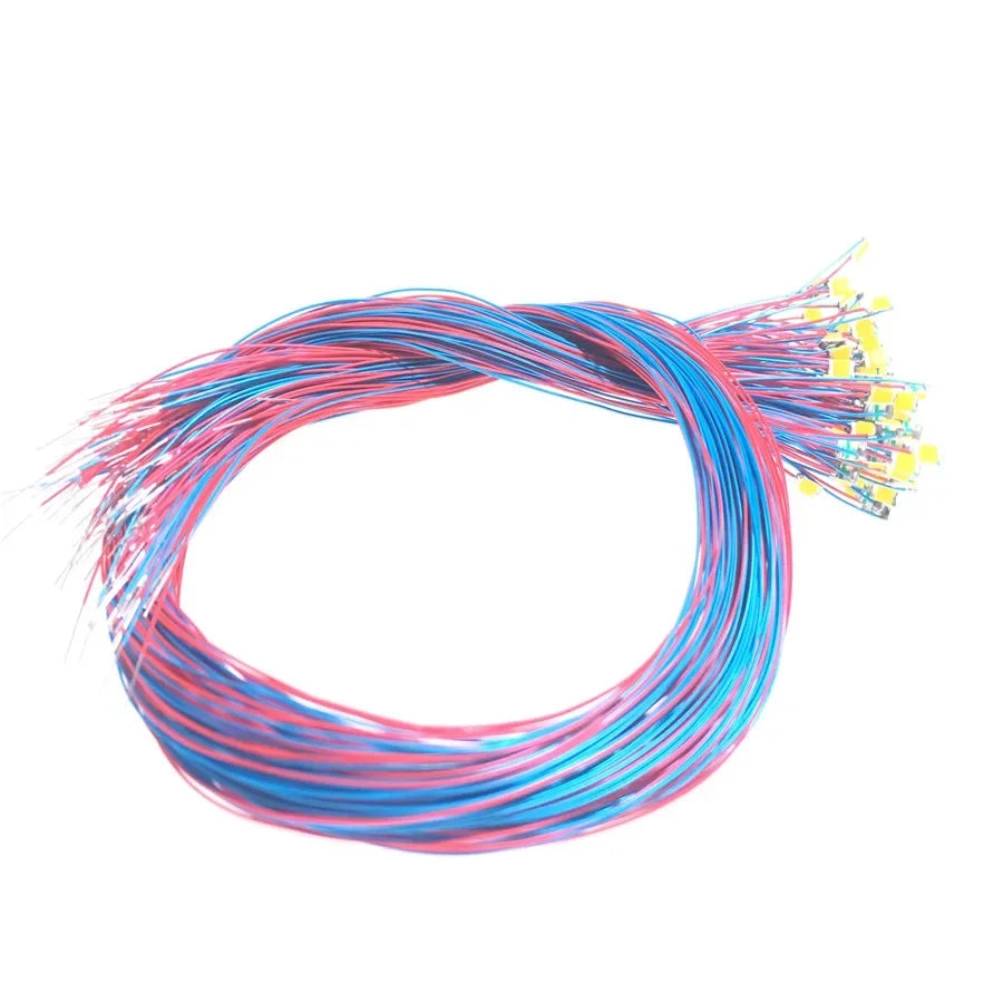 100pcs/Lot 0402 0603 0805 1206 SMD Model Train HO N OO Scale Pre-Soldered Micro Litz Wired LED Leads Wires 20cm