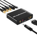 192KHz ARC Audio Extractor HDMI-compatible ARC to Optical Coaxial RCA 3.5mm Jack Converter for HDTV Speaker Soundbar Headphone