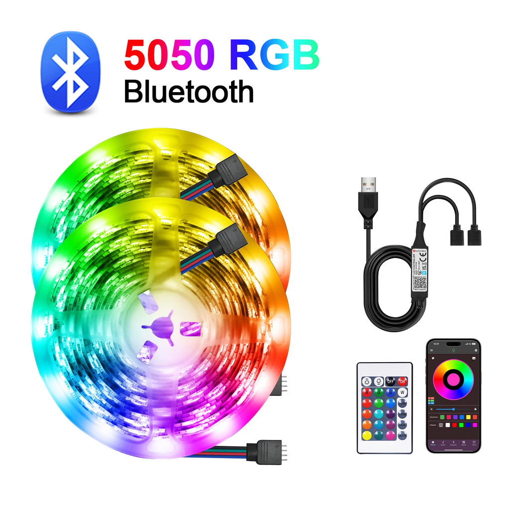 Smart 2IN1 USB LED Strip Lights RGB 5050 Remote Control Kit Flexible Ribbon LED Diode Tape Self-adhesive for TV Backlight