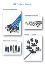 M12 X Code Male Straight to Male Angled Connector 8 Pin Molded 1M PUR  6A Ethernet Cable