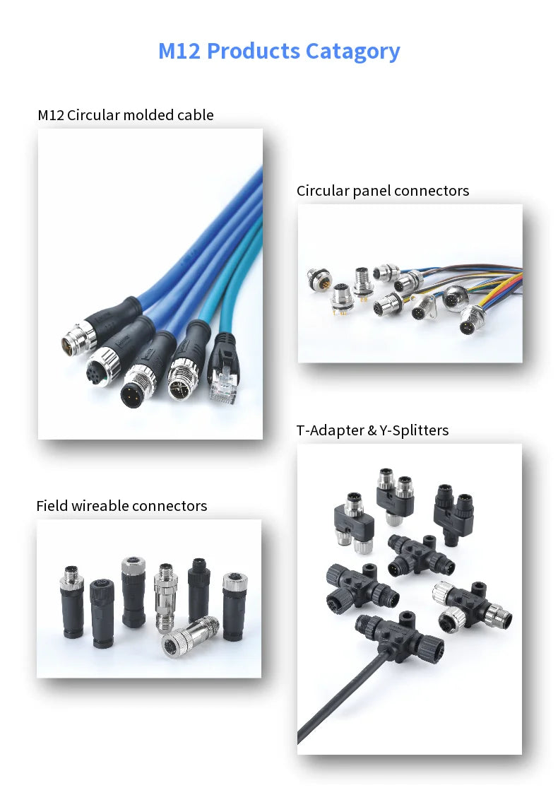M12 X Code Male Straight to Male Angled Connector 8 Pin Molded 1M PUR  6A Ethernet Cable