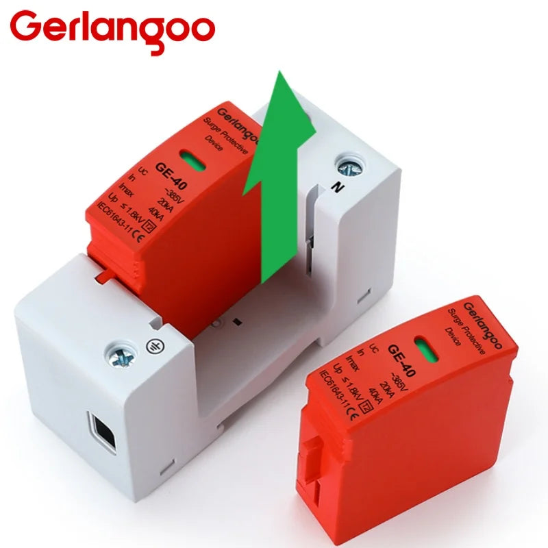 House Lightning Surge Protector AC SPD 1P 2P 3P 4P 40KA 60KA 220V 385V AC Protective Low-voltage Arrester Device ﻿