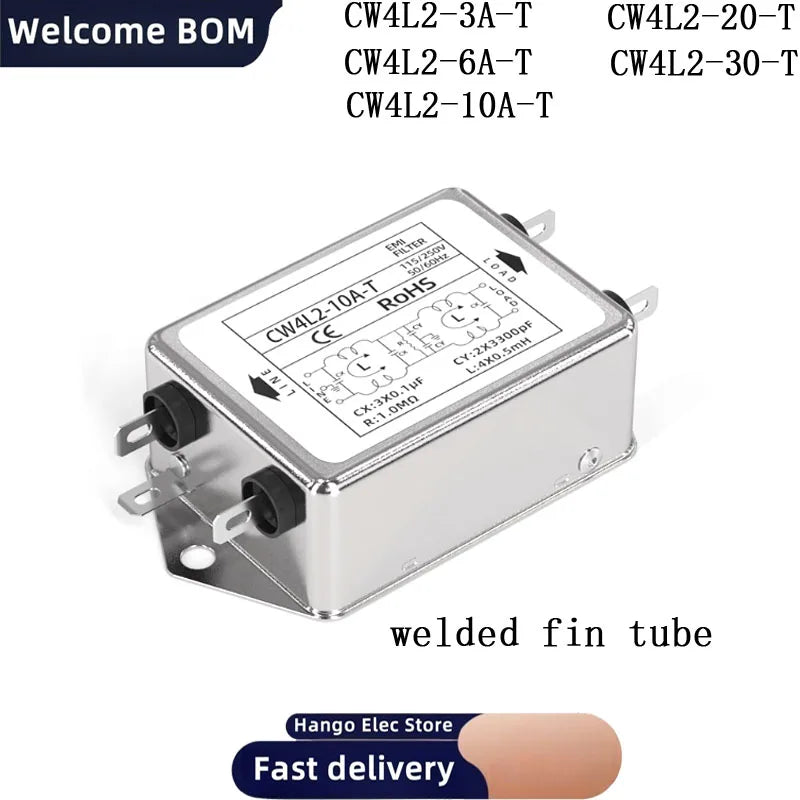 Single-phase two-stage 220V power supply filter anti-interference CW4L2 3A/6A/10A-T/S 30A-SR rail type 20A bipolar filter