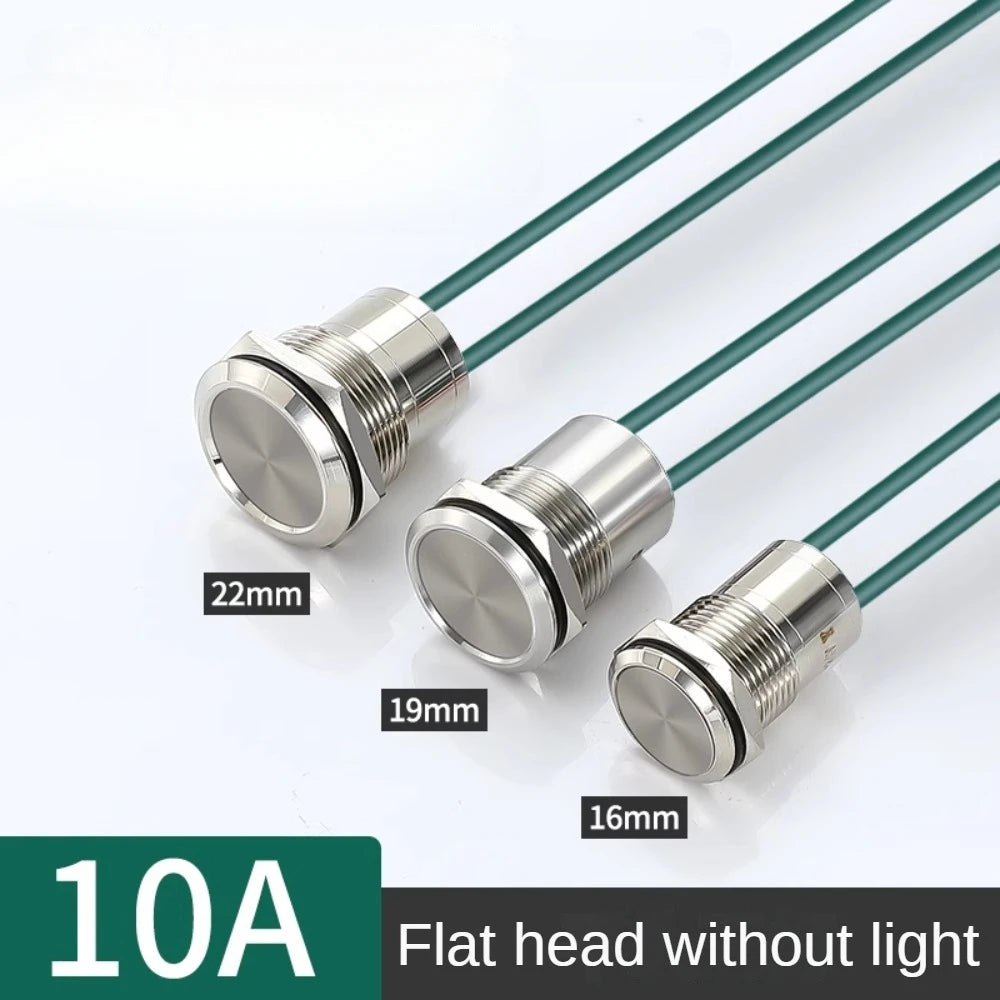 16/19/22mm IP67 Waterproof Metal Push Button Switch 10A High Current LED Light Momentary Latching Outdoor Power Switch Red Green