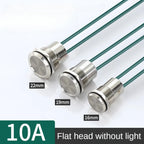 16/19/22mm IP67 Waterproof Metal Push Button Switch 10A High Current LED Light Momentary Latching Outdoor Power Switch Red Green