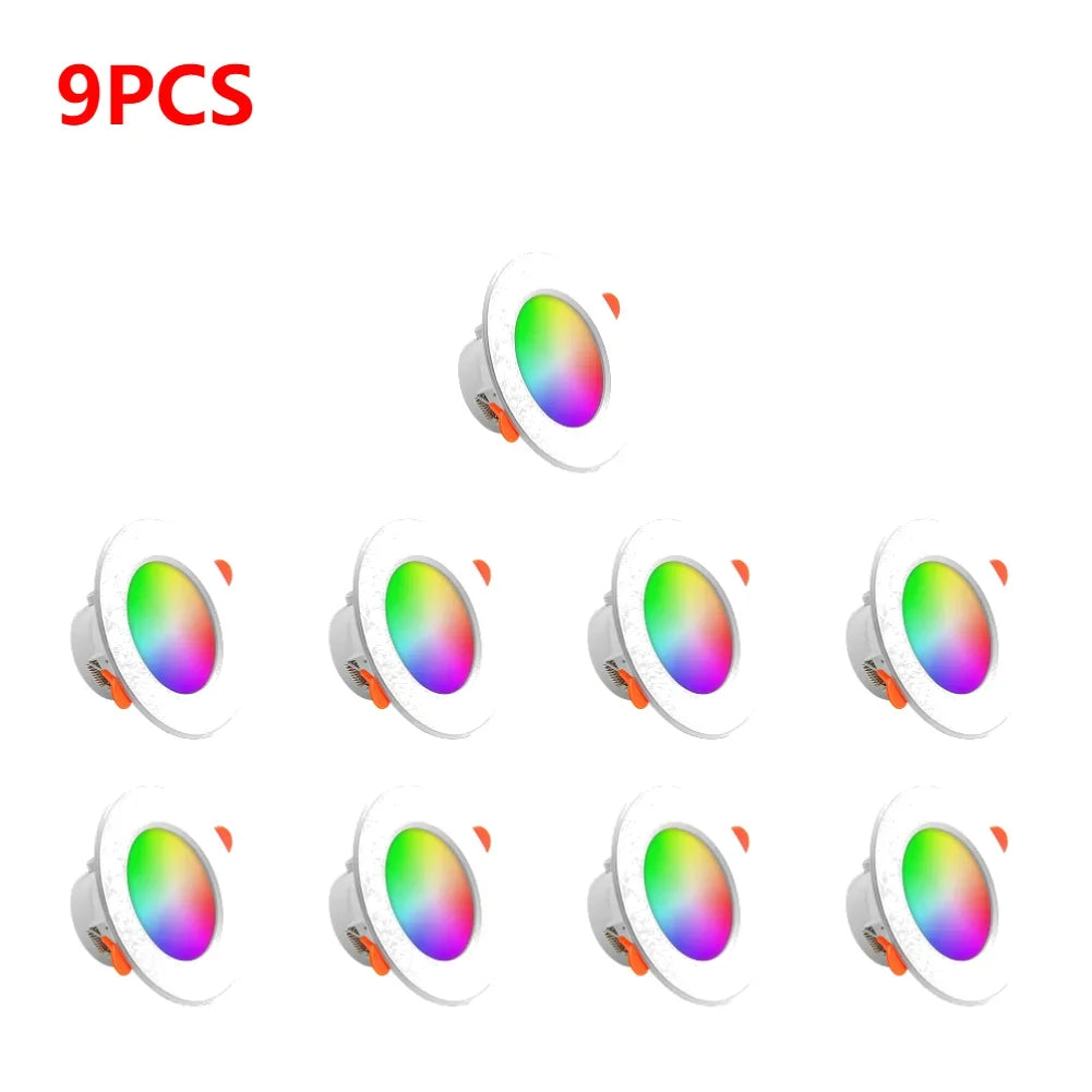 12-1Pcs RGB LED Bulb Tuya Dimmable Downlight Spotlight Bluetooth-Compatible Lamp 10/15W APP Control GB+CW+WW Smart Lamp