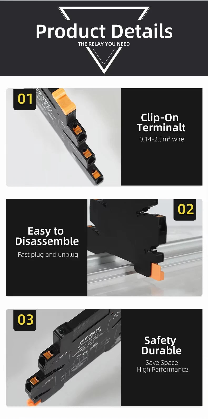 FCGK DC Control AC Slim Interface Solid State Relay Module DIN SSR Slim Relay DC Control DC 41F-1Z-C2/C4 SSR Relay DIN Rail