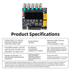DC12‑24V ZK‑TB22 Audio Amplifier Module 75W+75W+145W+145W 2.2 Channel Bluetooth AUX USB PC Input Treble Bass Adjust