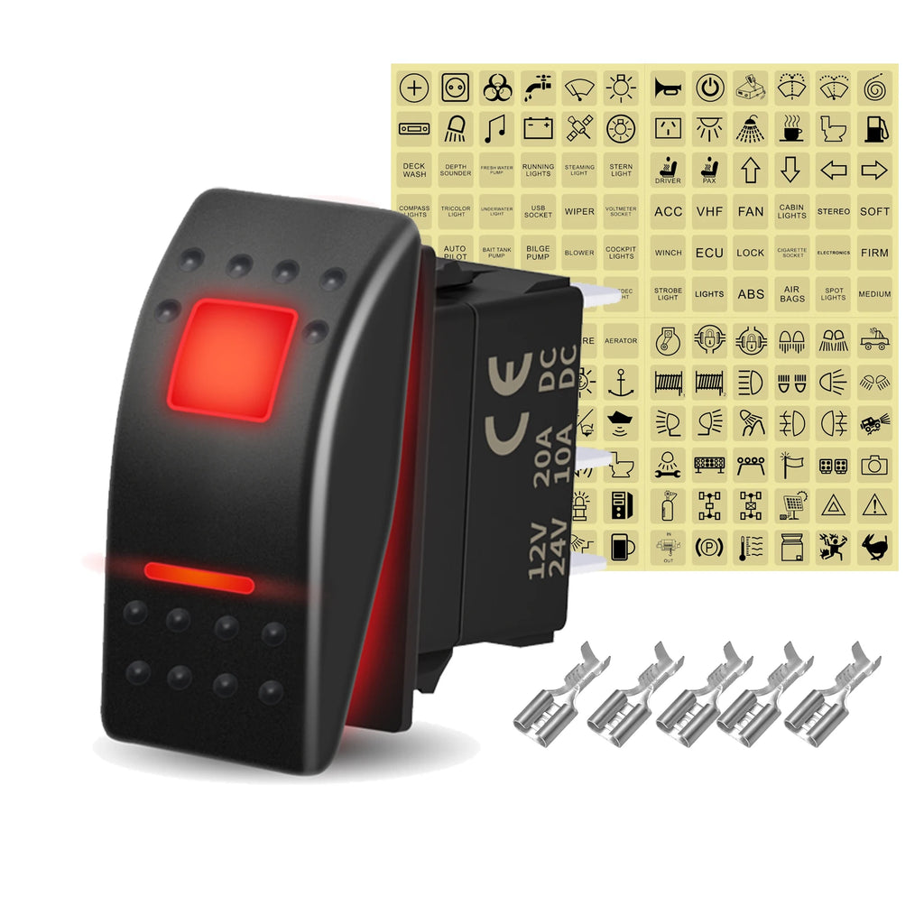 12V 20A White Lens Led Rocker Switch SPST / DPDT / Latching ON-OFF / Momentary (ON)-OFF-(ON) For Carling Switch Replace