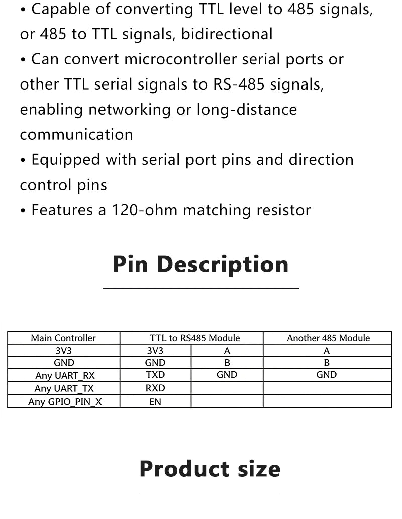 MAX485 MAX3485 MAX13487 MAX13488 TTL to RS485 Transceiver Module 3.3V/5V Unidirectional Bidirectional Serial Conversion Board
