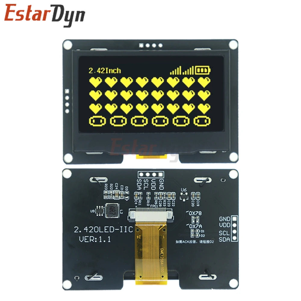 2.4" 2.42 Inch 128x64 OLED LCD Display Module SSD1309 12864 4 Pin IIC I2C Serial Interface for C51