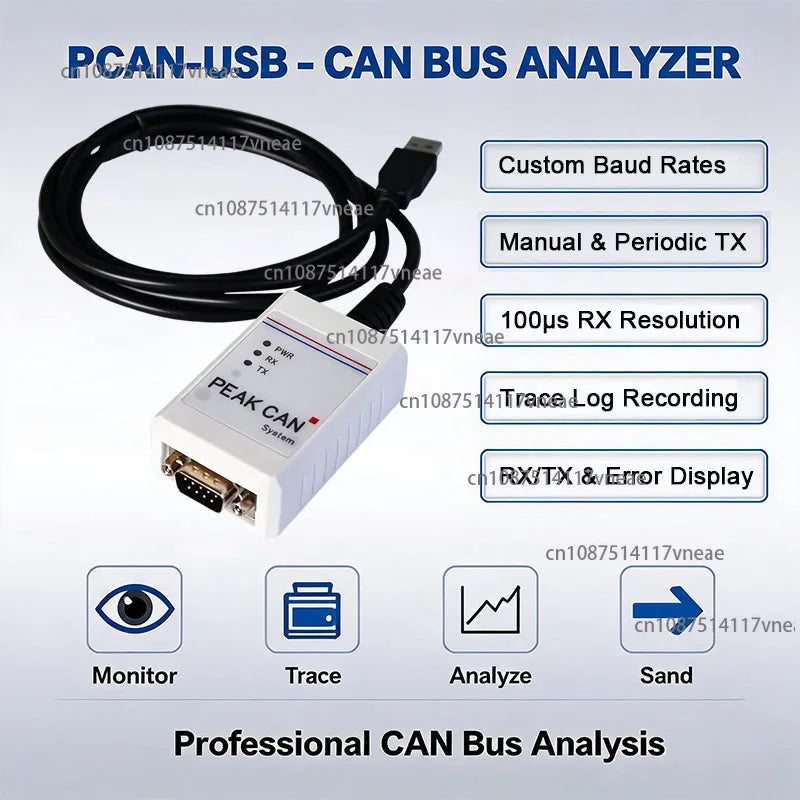 PCAN-USb Compatible with Original Peak Model Ipeh-002022/002021 PCAN Peak USB to CAN Bus Analyzer Tool CAN Bus Adapter PCAN-View