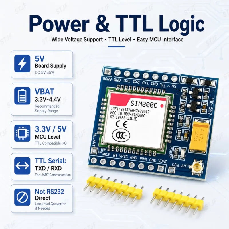 STJF 5V 3.3V SIM800C GSM GPRS Electronic PCB Board Module TTL Development Board IPEX With Bluetooth TTS STM32 For Arduino C51