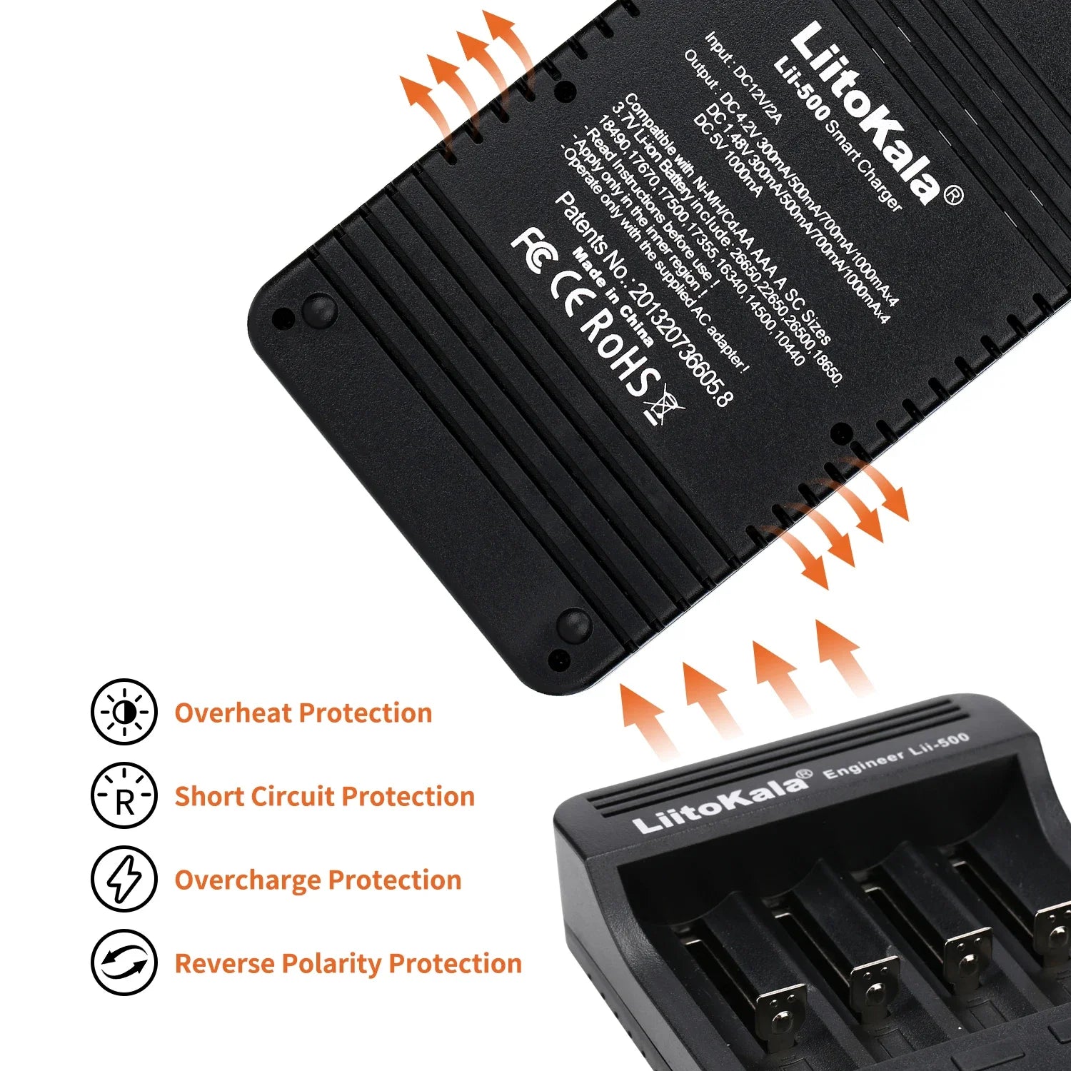 LiitoKala LII-500 Smart Universal LCD Battery Charger for Li-ion Ni Mh AA AAA 10440 14500 16340 17335 17500 18490 17670 18650